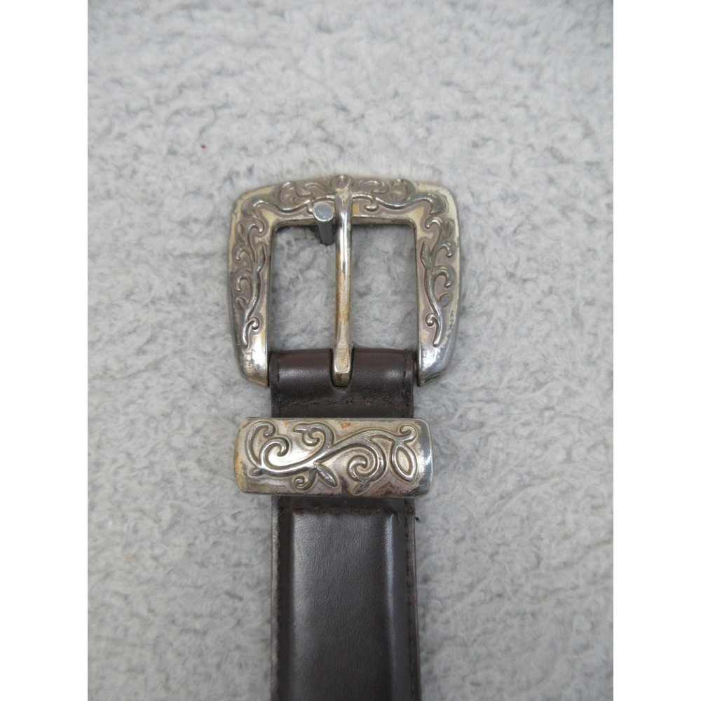 Vintage The Ritz‎ Leather Weatern Belt Mens M Brown Cowboy Biker Concho Buckle